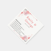 Elegante rustieke roze rozen zomer bloemenbruiloft servet (Hoek)