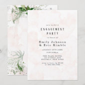 Elegante rustieke roze Waterverf verlovingsfeest Kaart (Voorkant / Achterkant)