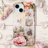 Elegante rustieke  Rozen, 3-foto's & Monogram Case-Mate iPhone Case