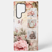 Elegante rustieke  Rozen, 3-foto's & Monogram Samsung Galaxy Hoesje (Achterkant)