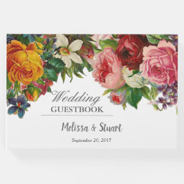 Elegante  rustieke rozen bloemen bruiloft gastenboek