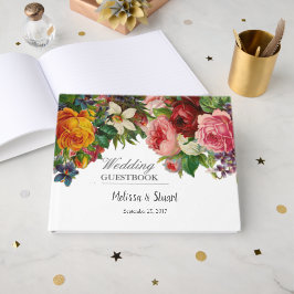 Elegante  rustieke rozen bloemen bruiloft gastenboek