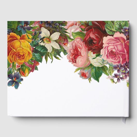 Elegante  rustieke rozen bloemen bruiloft gastenboek (Achterkant)