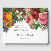 Elegante rustieke rozen bloemen bruiloft gastenboek (Voorkant)