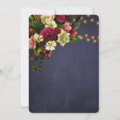 Elegante rustieke rozen navy winter bruiloft kaart (Achterkant)