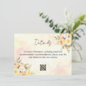 Elegante rustieke Rozen QR Code Waterverf bruiloft Informatiekaartje (Staand voorkant)