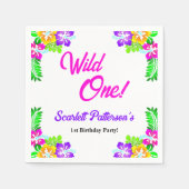 Elegante rustieke Rozen Wild One Floral 1e Verjaar Servet (Voorkant)