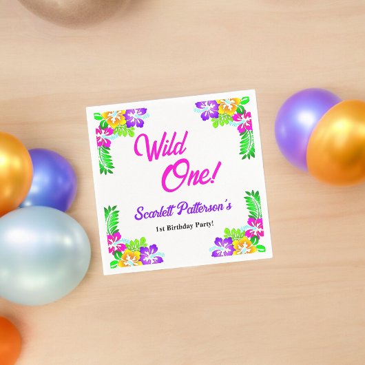 Elegante rustieke Rozen Wild One Floral 1e Verjaar Servet