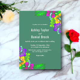 Elegante rustieke Rozen Zomergroene bloemenbruilof Kaart