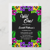 Elegante rustieke Rozen Zwart Bloemen 1e Verjaarda Kaart (Voorkant)