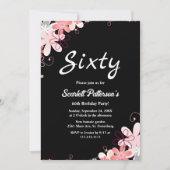Elegante rustieke Rozen Zwart Bloemen 60ste Verjaa Kaart (Voorkant)