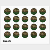 Elegante rustieke ruit rode en groene Prettig kers Ronde Sticker (Vel)