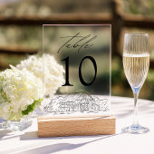Elegante rustieke schuur Acryl Trouwtafel Nummer Uitnodigingen