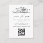 Elegante Rustieke Schuur Bruiloft QR Code Website  Informatiekaartje (Voorkant)