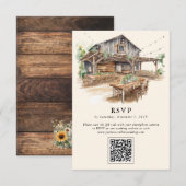Elegante rustieke schuur QR-code RSVP-kaart RSVP Kaartje (Voorkant / Achterkant)
