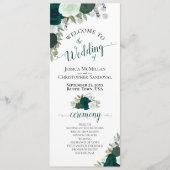 Elegante rustieke smaragd groene Rozen bruiloft Programmakaart (Voorkant)