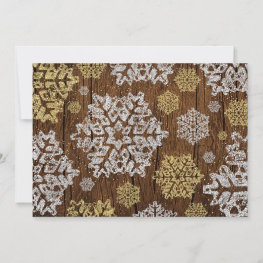 Elegante rustieke sneeuwvlokken kerstfeest kaart (Achterkant)