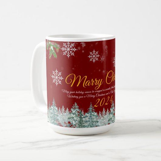 Elegante rustieke stijl Goud Vrolijk Kerstfeest Koffiemok (Voorkant links)