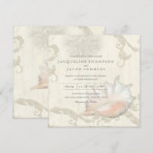 Elegante rustieke strand zeeschelp shell hout kuns kaart (Voorkant / Achterkant)