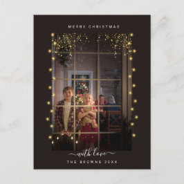 Elegante & Rustieke String Lights Lijst Aangepaste Feestdagenkaart