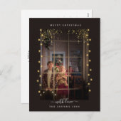 Elegante & Rustieke String Lights Lijst Aangepaste Feestdagenkaart (Voorkant / Achterkant)