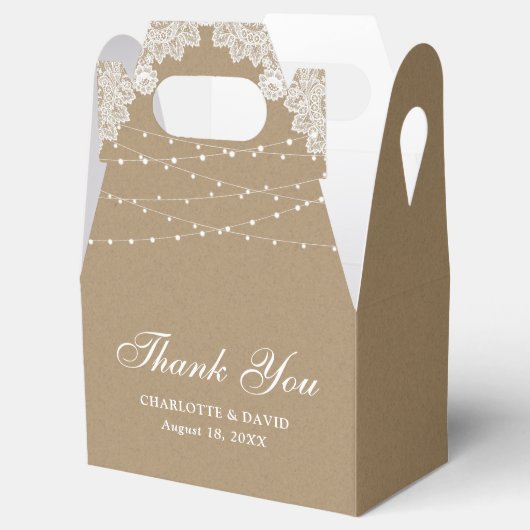 Elegante rustieke string verlichting kraft papier  bedankdoosjes (Geopend)