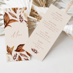 Elegante rustieke terracotta bloemenbruiloft menu<br><div class="desc">Met zijn elegante ontwerp, rustiek terracotta kleurenpalet en delicate bloemige accenten voegt deze menukaart een vleugje verfijning toe aan uw eetervaring. Deze menukaart is vervaardigd met aandacht voor detail en verbetert de algehele sfeer van uw receptie en zorgt voor een onvergetelijke eetervaring vol smaak en charme. Ontworpen om te coördineren...</div>
