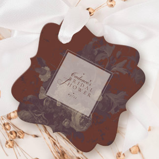 Elegante Rustieke Terracotta Bloemige Bruiloftsdou Bedankjes Labels