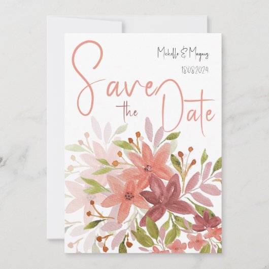 Elegante rustieke terracotta blush groen save the date (Voorkant)