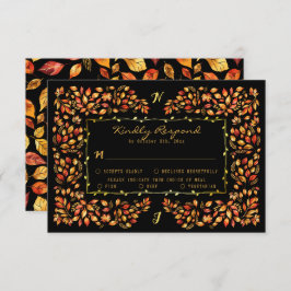 Elegante rustieke Terracotta Fall Bladeren Huwelij RSVP Kaartje