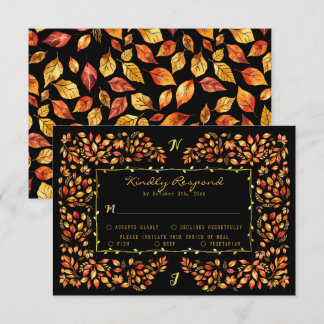 Elegante rustieke Terracotta Fall Bladeren Huwelij RSVP Kaartje