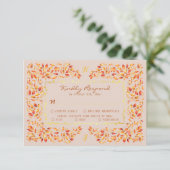 Elegante rustieke Terracotta Fall Bladeren Huwelij RSVP Kaartje (Staand voorkant)
