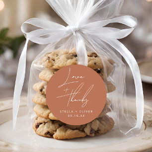 Elegante rustieke terracotta liefde + Bedankt brui Ronde Sticker