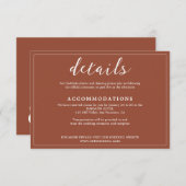 Elegante rustieke terracotta omzoomd script bruilo informatiekaartje (Voorkant / Achterkant)