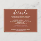 Elegante rustieke terracotta omzoomd script bruilo informatiekaartje (Voorkant)
