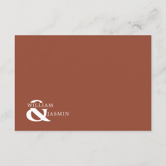 Elegante rustieke terracotta omzoomd script bruilo informatiekaartje (Achterkant)