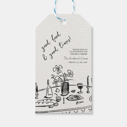 Elegante Rustieke Thanksgiving-diner Cadeaulabel (Voorkant)