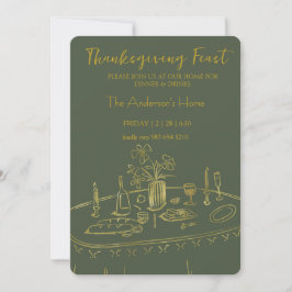Elegante Rustieke Thanksgiving-diner Kaart