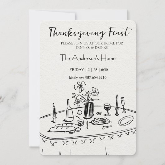 Elegante Rustieke Thanksgiving-diner Kaart (Voorkant)