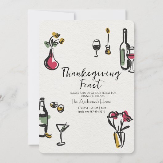 Elegante Rustieke Thanksgiving-diner Kaart (Voorkant)