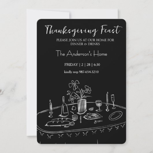 Elegante Rustieke Thanksgiving-diner Kaart (Voorkant)