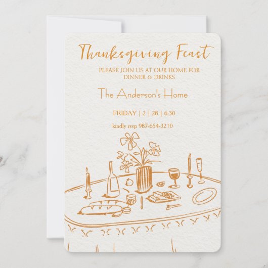 Elegante Rustieke Thanksgiving-diner Kaart (Voorkant)