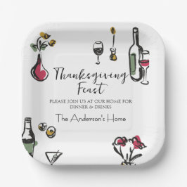 Elegante Rustieke Thanksgiving-diner Papieren Bordje