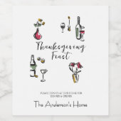 Elegante Rustieke Thanksgiving-diner Wijn Etiket (Enkel label)