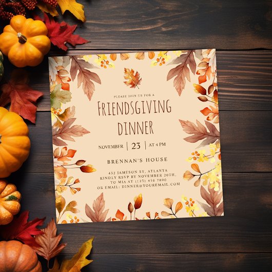 Elegante rustieke Thanksgiving Friendsgiving Diner Kaart