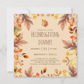 Elegante rustieke Thanksgiving Friendsgiving Diner Kaart (Voorkant)