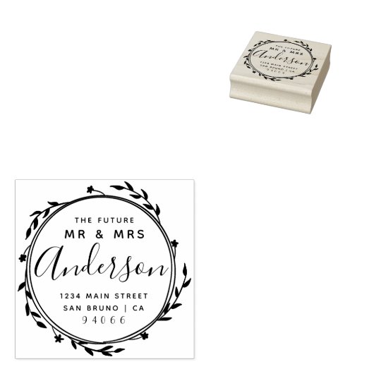 Elegante rustieke toekomst Mr & Mrs Retouradres Rubberstempel (Gestempeld)