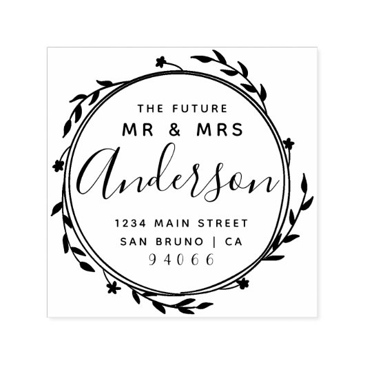 Elegante rustieke toekomst Mr & Mrs Retouradres Zelfinktende Stempel (Design)