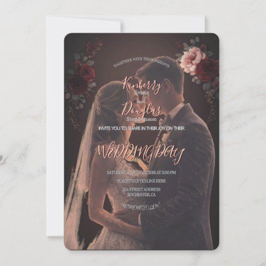 Elegante Rustieke Trouwdag Romantische Uitnodiging (Voorkant)