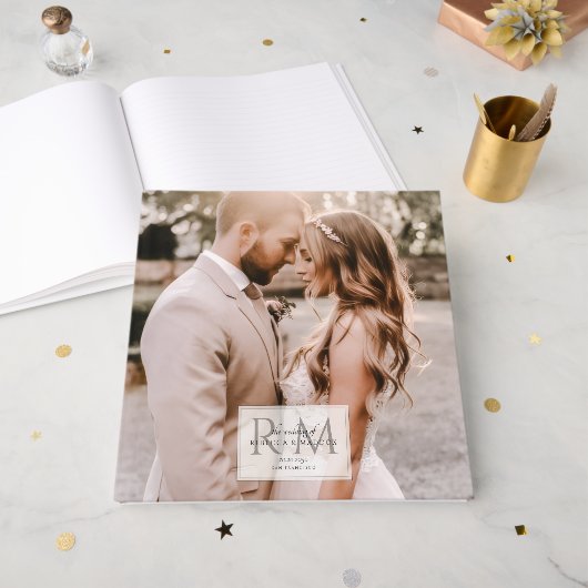 Elegante Rustieke Trouwfoto Gastenboek (Voorkant open)
